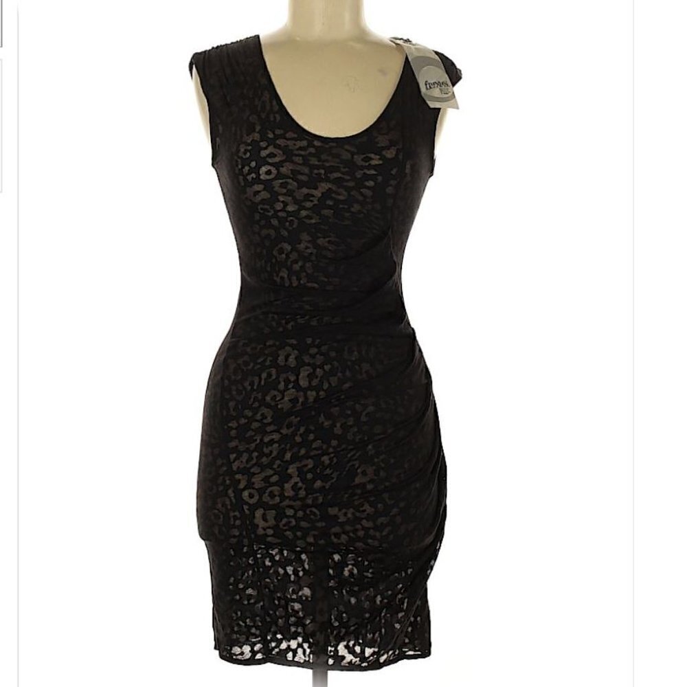 NEW Anthropologie Fluxus Little Black Lace Sleeveless Bodycon Mini Dress Size XS